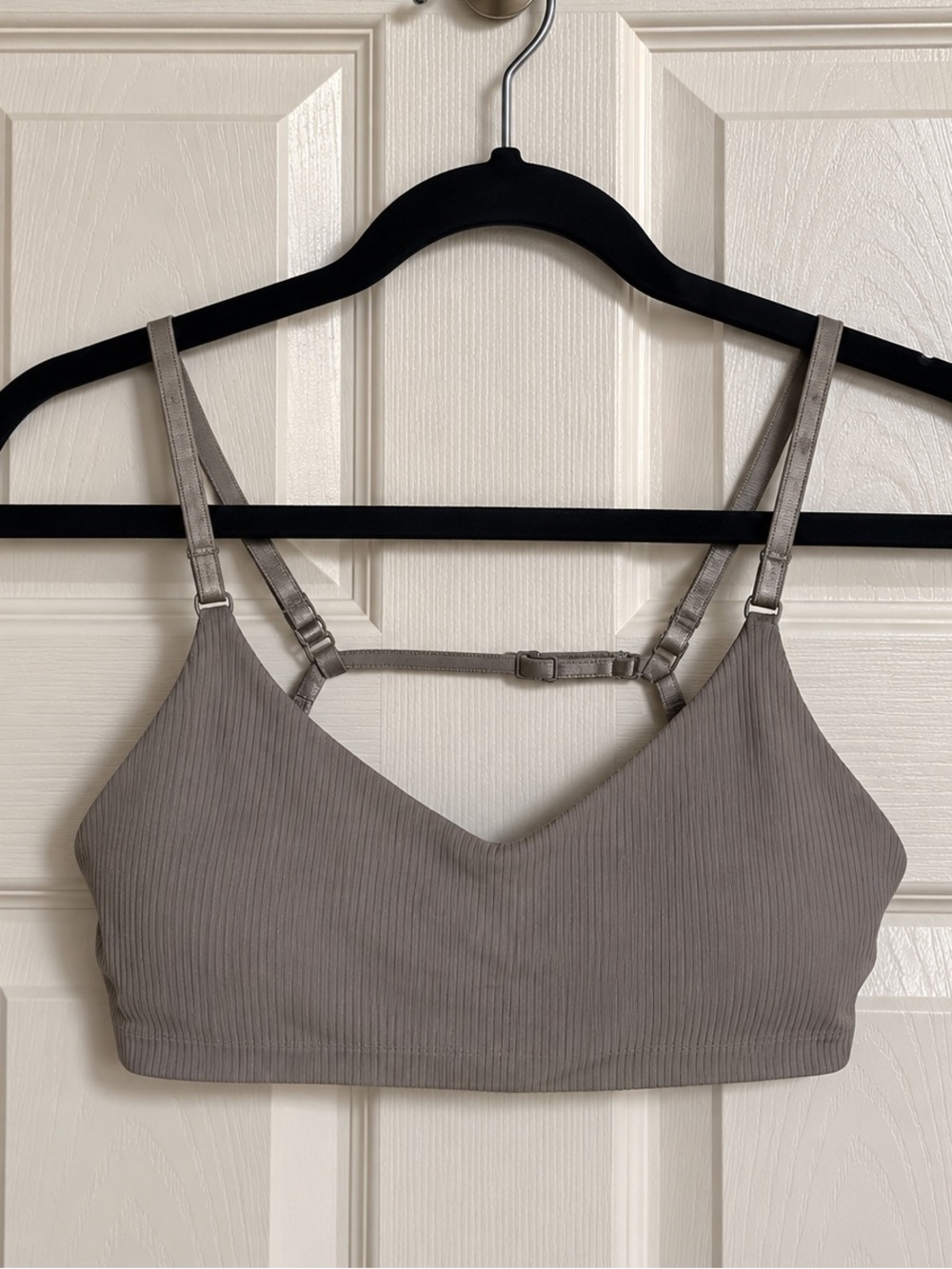 BuffBunny Taupe Ribbed Strappy Bralette with Harness Detail large